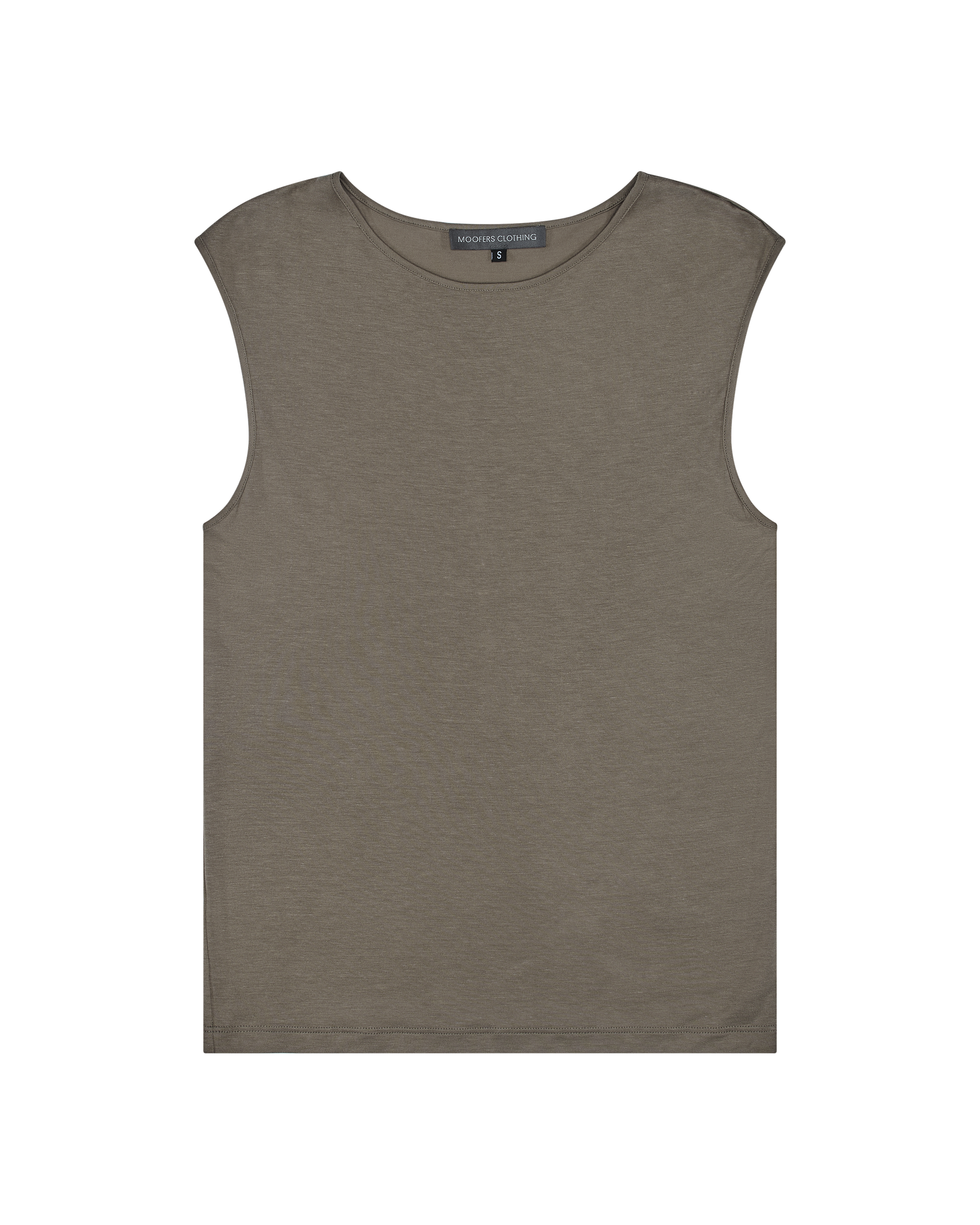 sleeveless jersey top in khaki