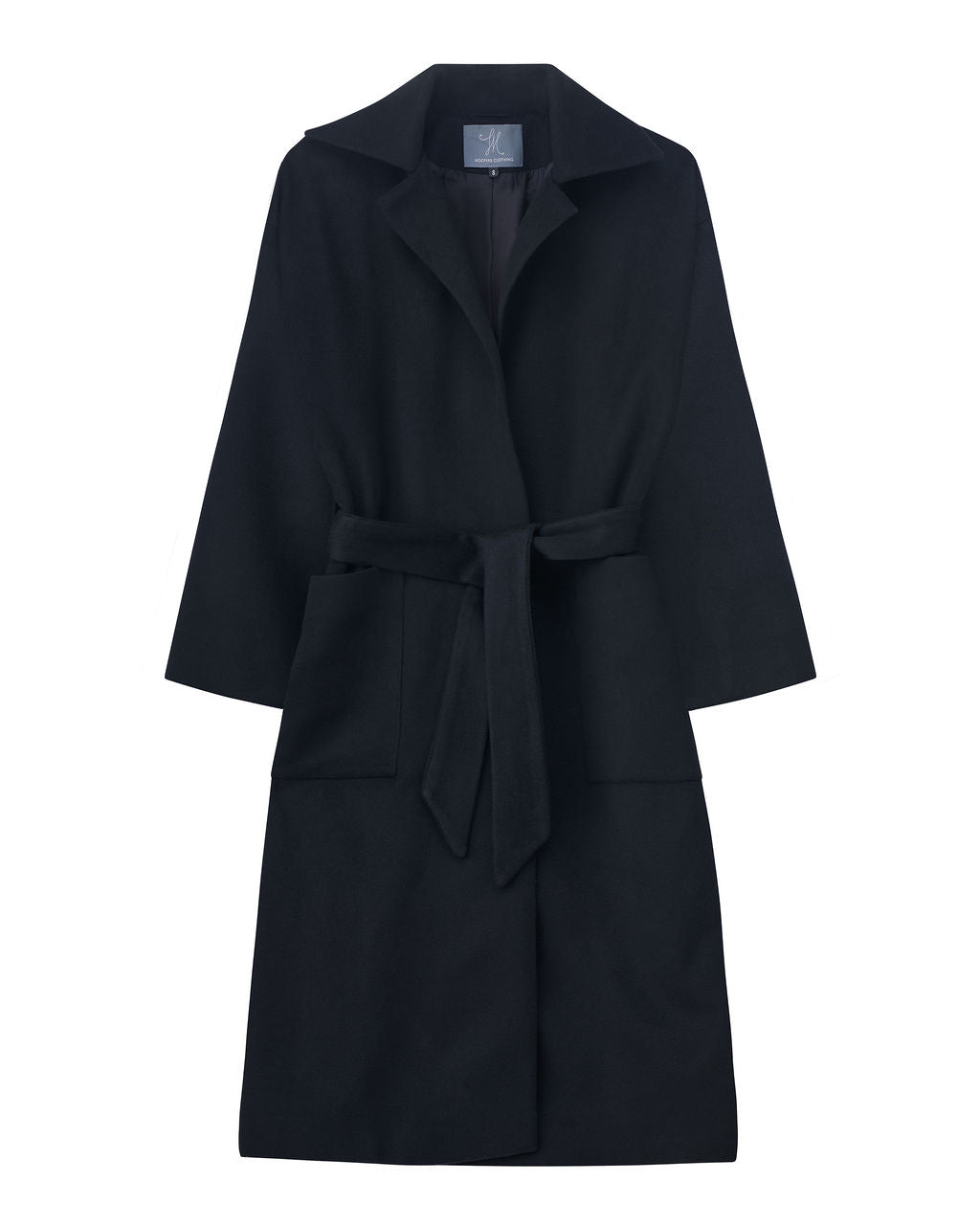 midi coat wool in black