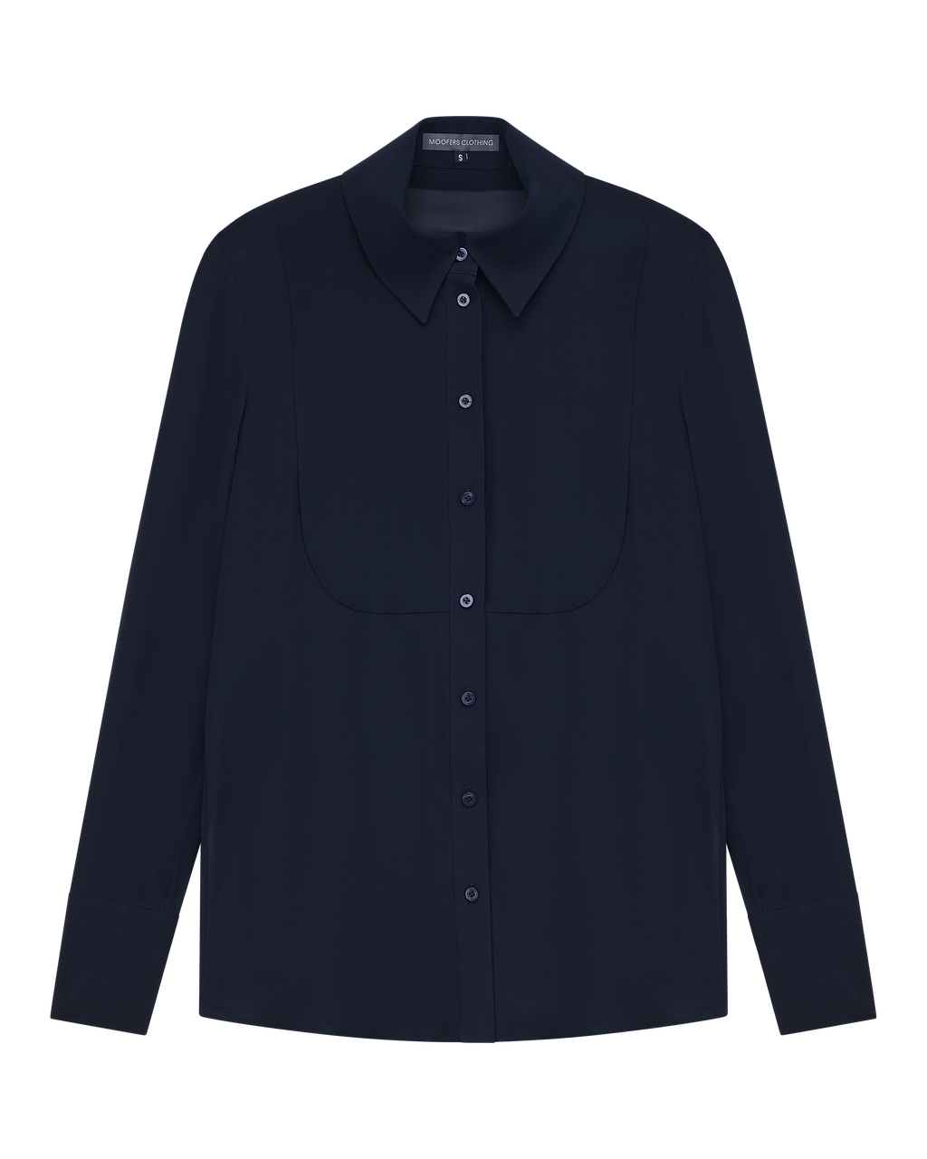 silk sheer blouse in blue graphite