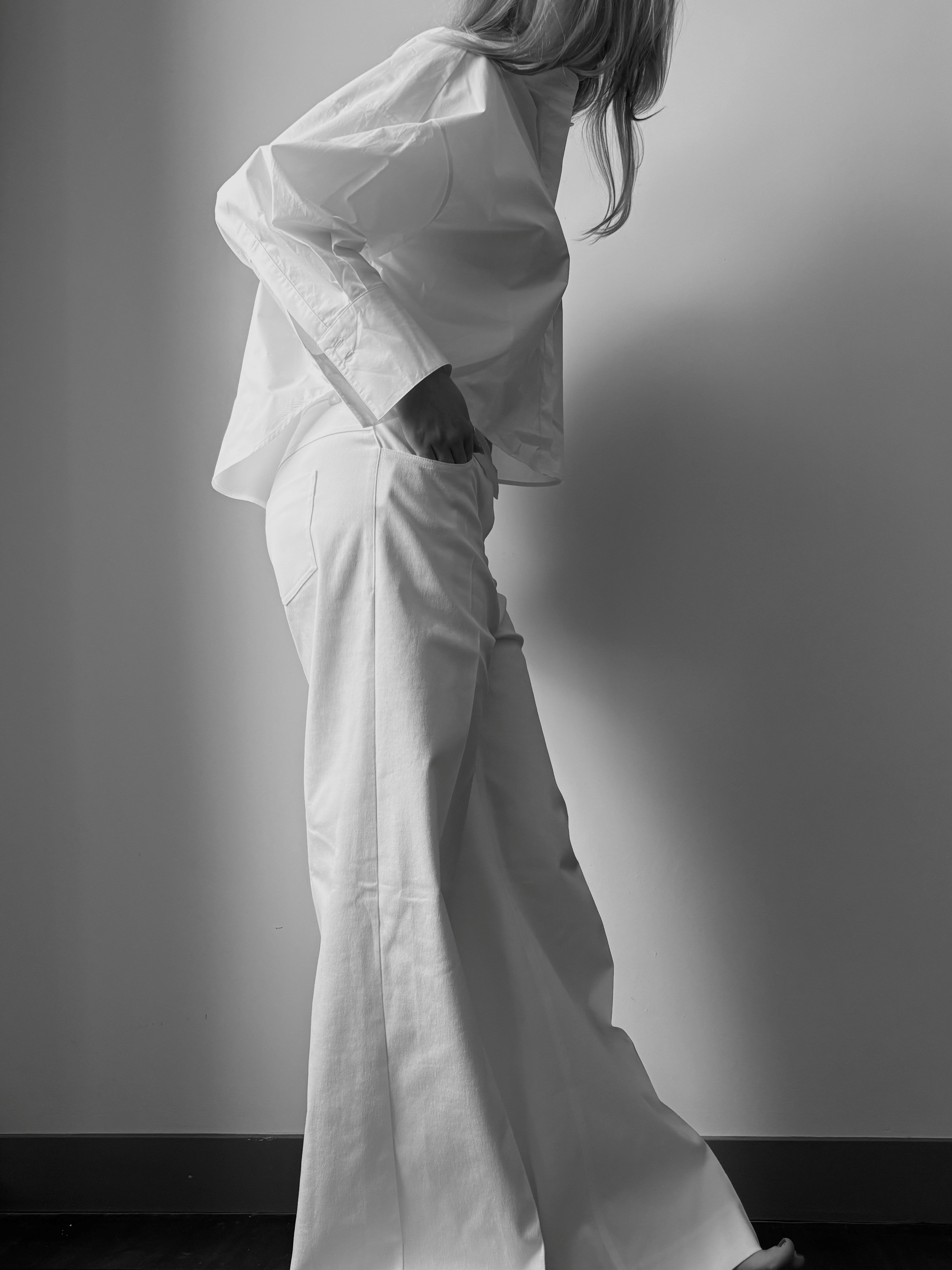 wide leg trousers in brilliant white