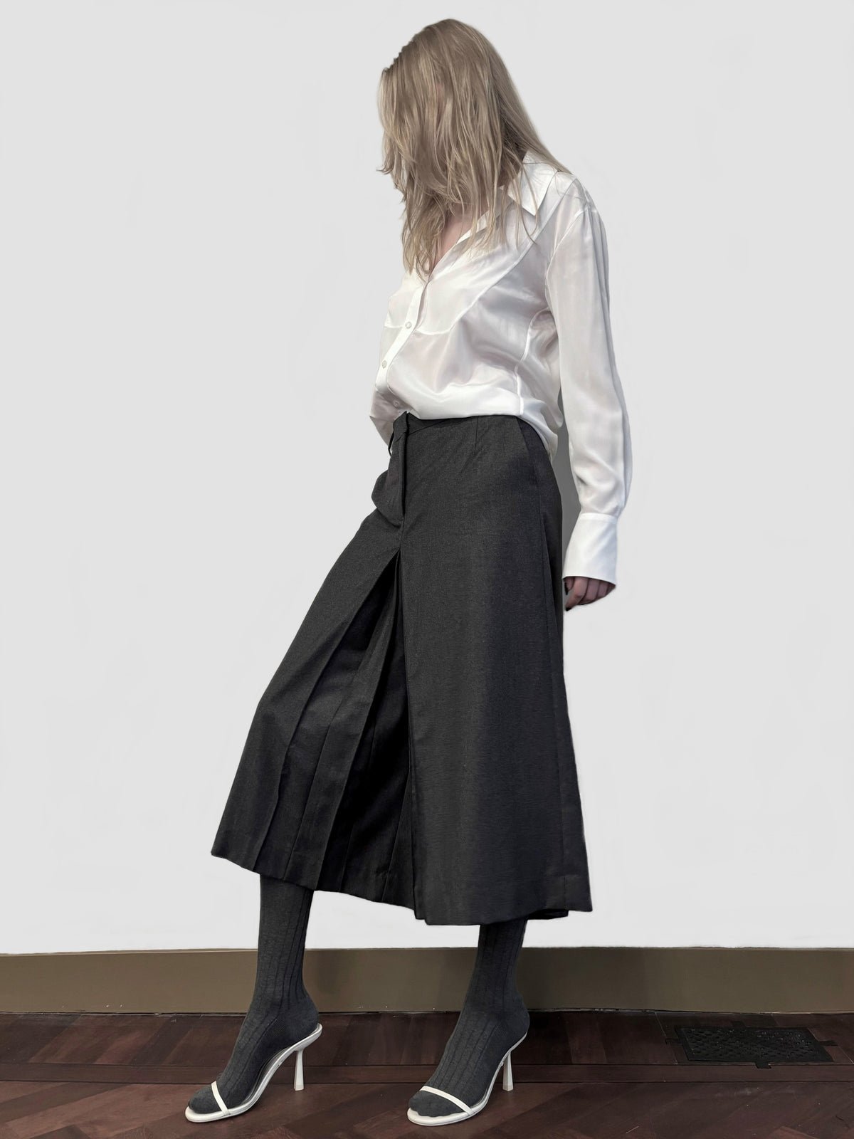 midi gaucho pants in black oyster
