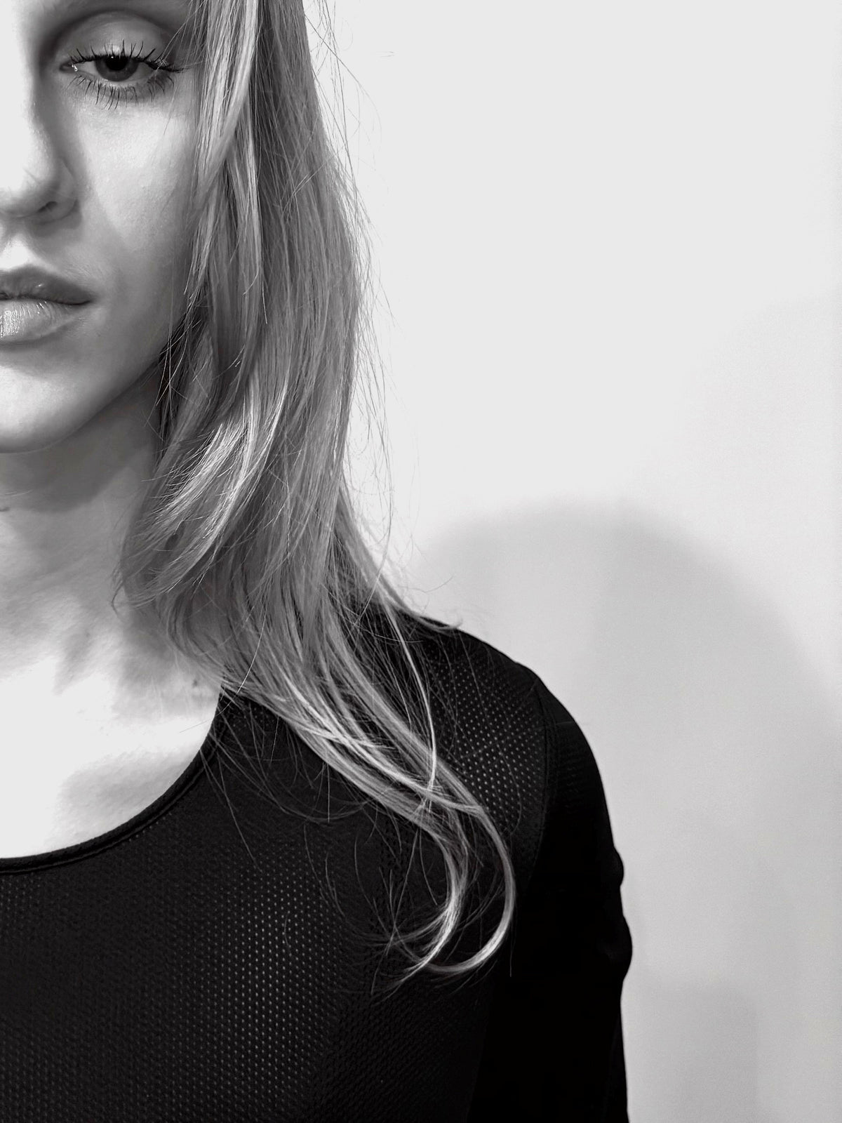 long sleeve top in black mesh
