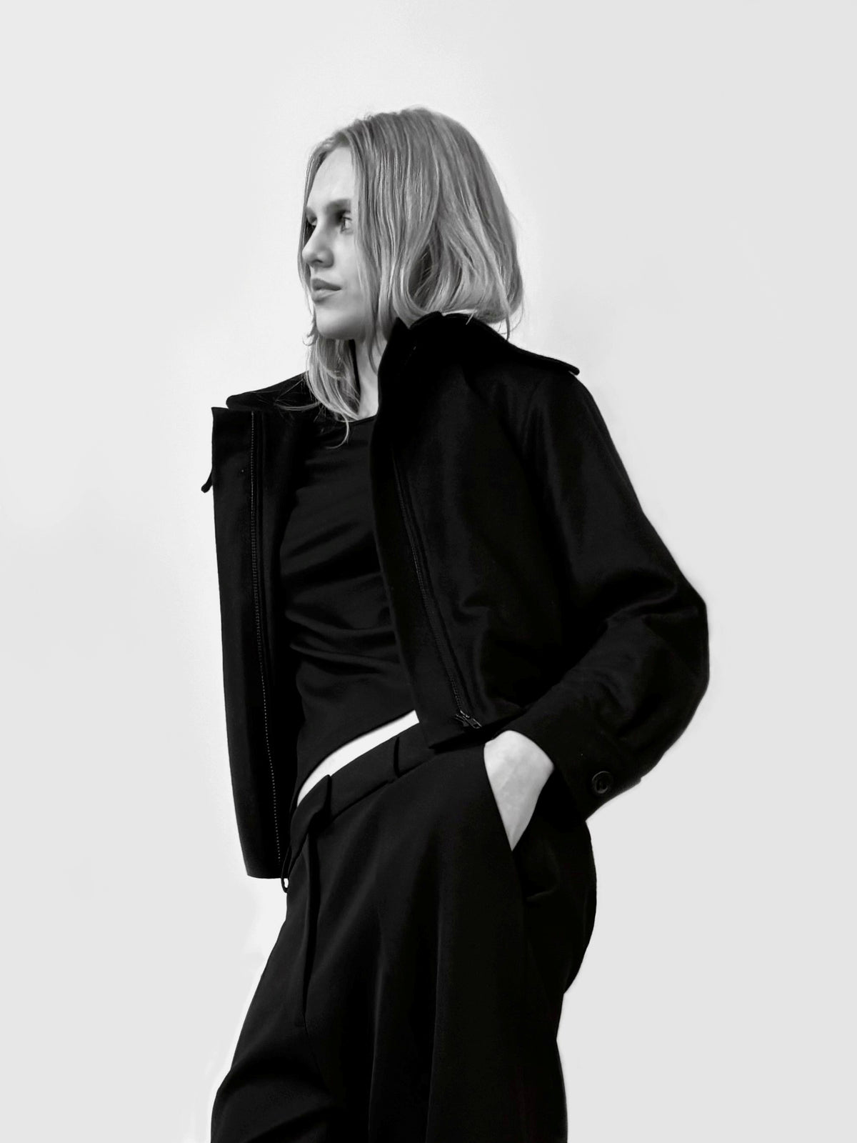 bomber jacket wool in black