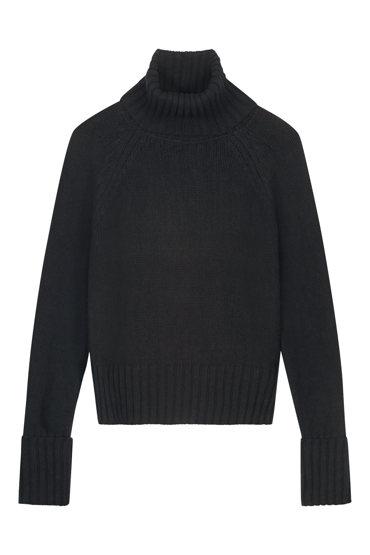raglan sweater turtleneck in black