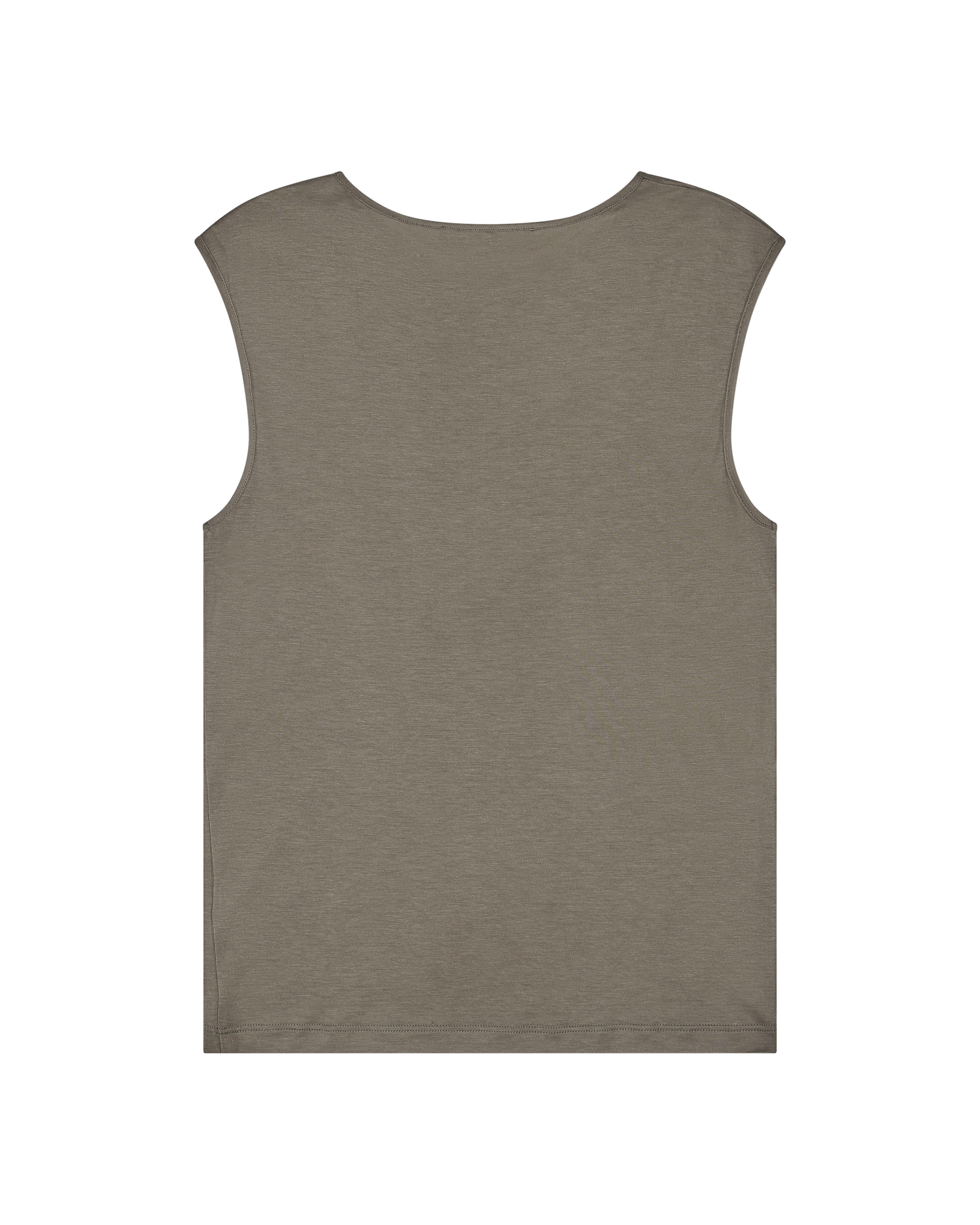 sleeveless jersey top in khaki